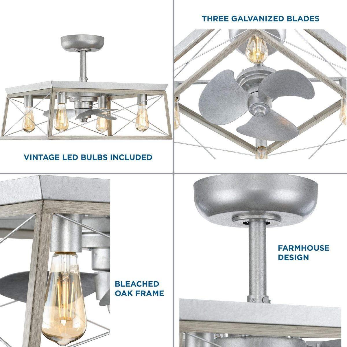 image:imageBriarwood Collection 22Inch 3Blade AC Motor Farmhouse Ceiling Fan GalvanizedGalvanized Finish