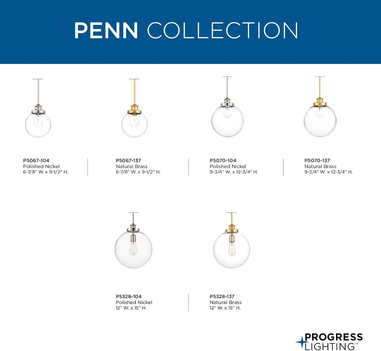 image:imageProgress Lighting 1Light Clear Glass Farmhouse Pendant Light Penn Collection Indoor P5328104 Polished NickelBrass