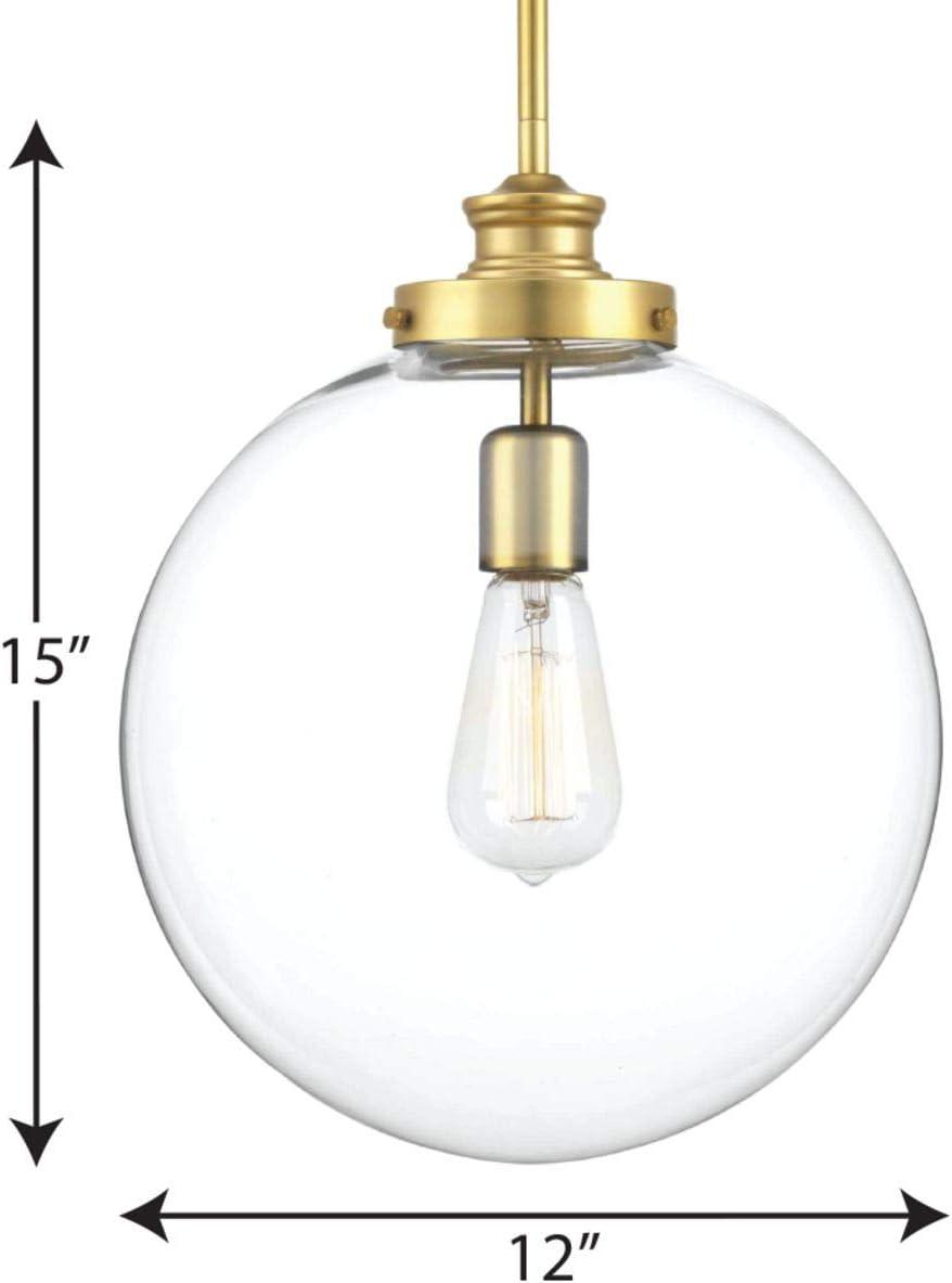 image:imageProgress Lighting 1Light Clear Glass Farmhouse Pendant Light Penn Collection Indoor P5328104 Polished NickelBrass