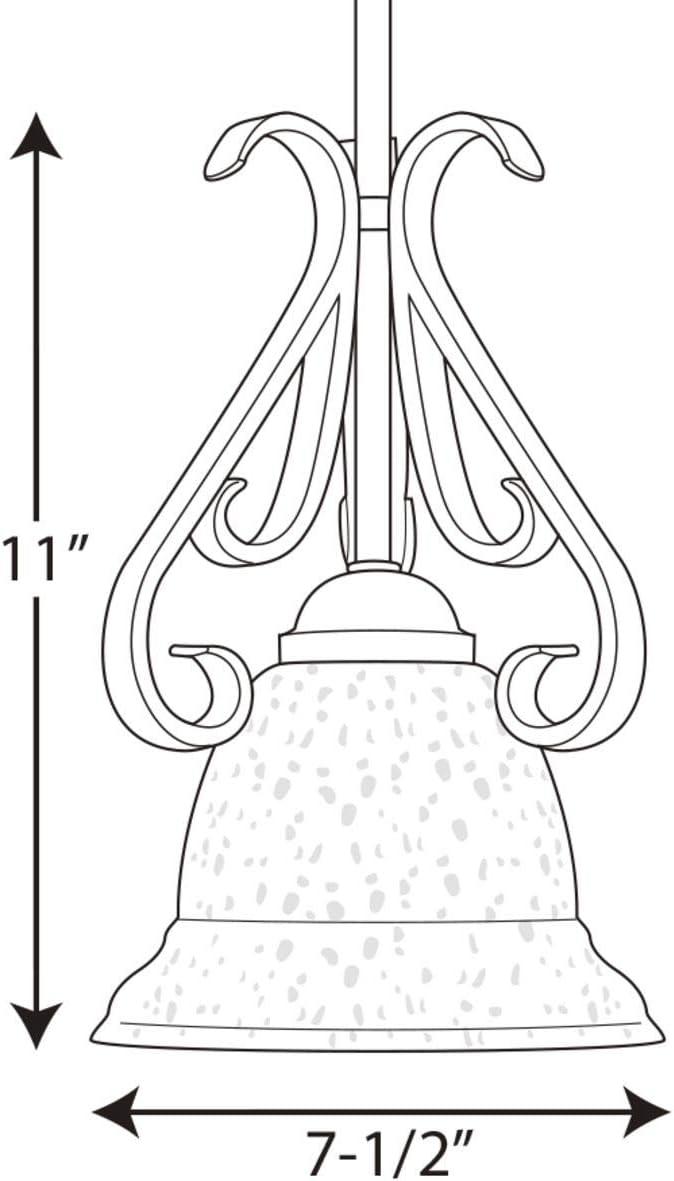 image:imageProgress Lighting 1Light MiniPendant Light Fixture BellShaped TeaColored Shade Torino Collection Forged Bronze P515377Forged Bronze