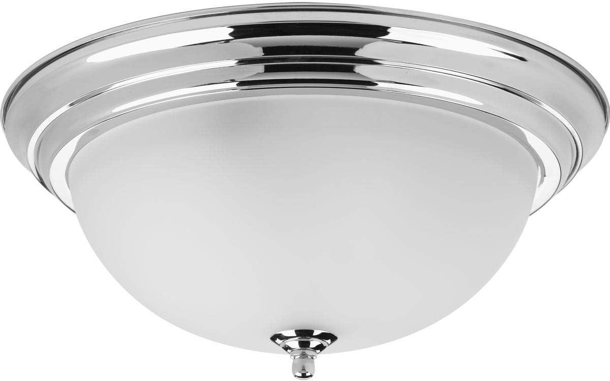 image:imageProgress Lighting 3Light Ceiling Light Flush Mount Ceiling Light Fixture for Interior Kitchen Lights Hallway Bedroom Living Room 1514Inch by 658Inch Brushed Nickel Alabaster Glass ShadePolished Chrome Etched Glass