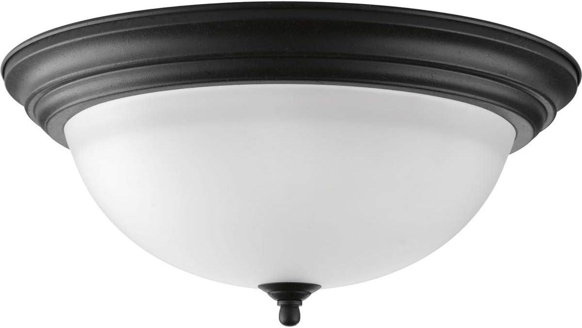 image:imageProgress Lighting 3Light Ceiling Light Flush Mount Ceiling Light Fixture for Interior Kitchen Lights Hallway Bedroom Living Room 1514Inch by 658Inch Brushed Nickel Alabaster Glass ShadeForged Black