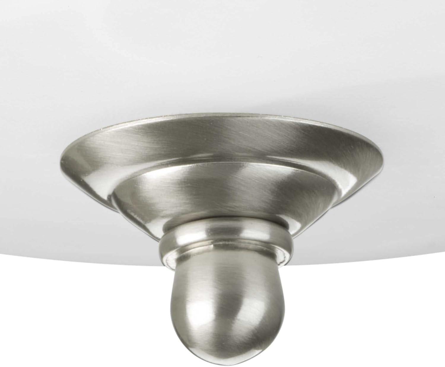image:imageProgress Lighting 3Light Ceiling Light Flush Mount Ceiling Light Fixture for Interior Kitchen Lights Hallway Bedroom Living Room 1514Inch by 658Inch Brushed Nickel Alabaster Glass ShadePolished Chrome Etched Glass