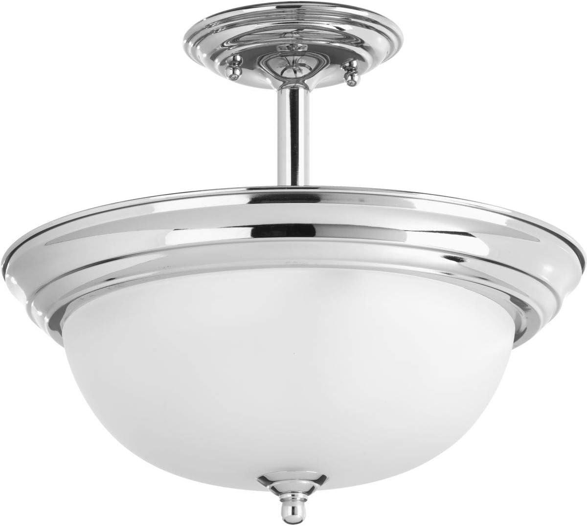 image:imageProgress Lighting 3Light Ceiling Light Flush Mount Ceiling Light Fixture for Interior Kitchen Lights Hallway Bedroom Living Room 1514Inch by 658Inch Brushed Nickel Alabaster Glass ShadePolished Chrome Etched Glass