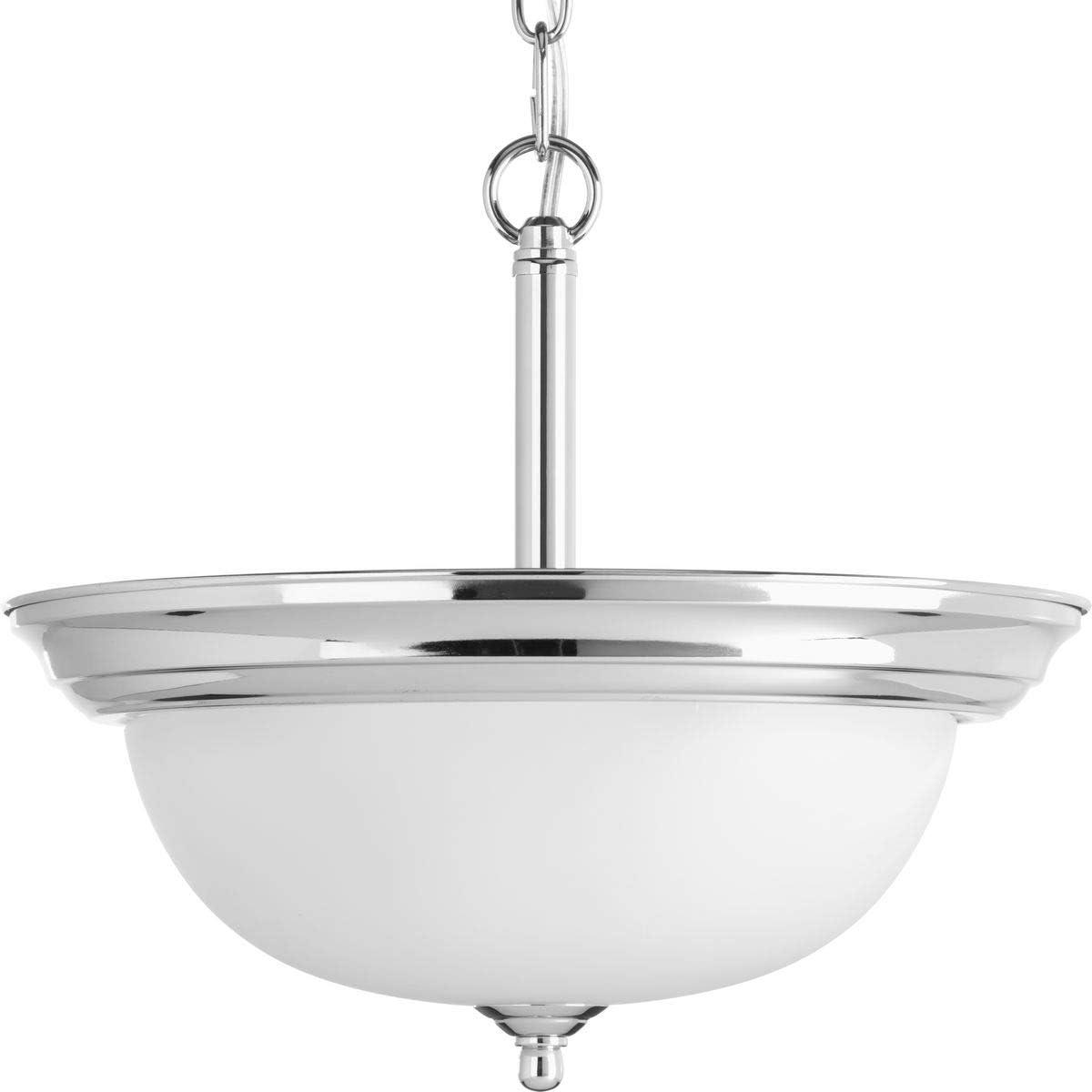 image:imageProgress Lighting 3Light Ceiling Light Flush Mount Ceiling Light Fixture for Interior Kitchen Lights Hallway Bedroom Living Room 1514Inch by 658Inch Brushed Nickel Alabaster Glass ShadePolished Chrome Etched Glass
