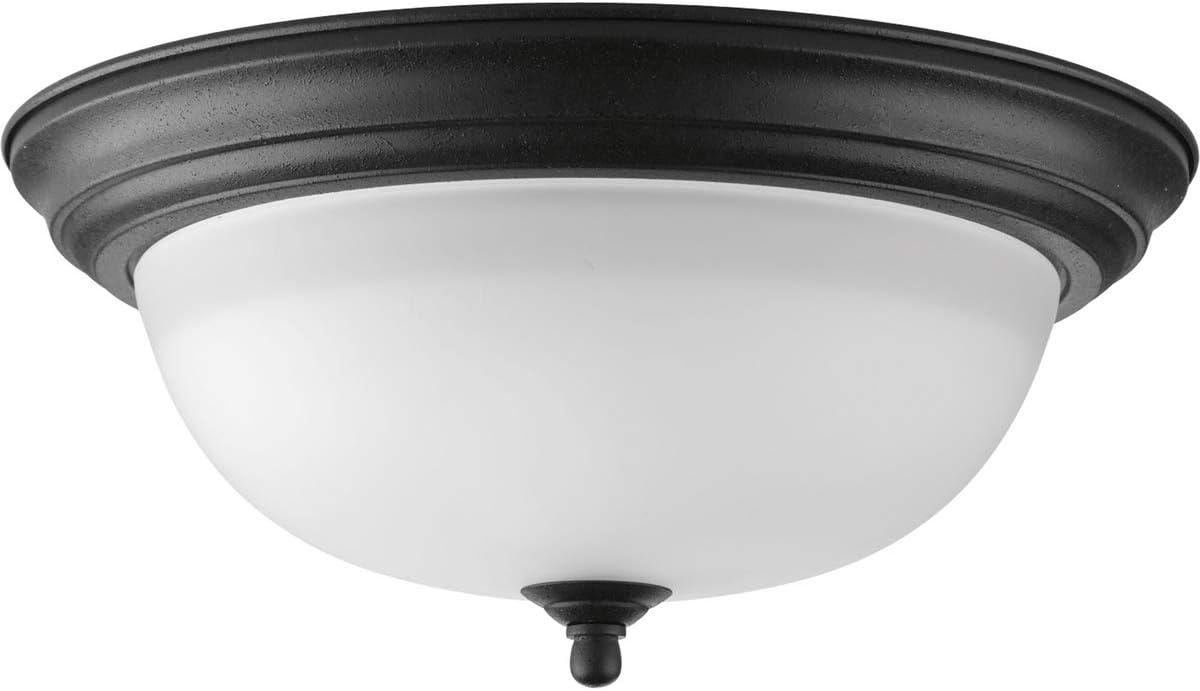 image:imageProgress Lighting 3Light Ceiling Light Flush Mount Ceiling Light Fixture for Interior Kitchen Lights Hallway Bedroom Living Room 1514Inch by 658Inch Brushed Nickel Alabaster Glass ShadeForged Black