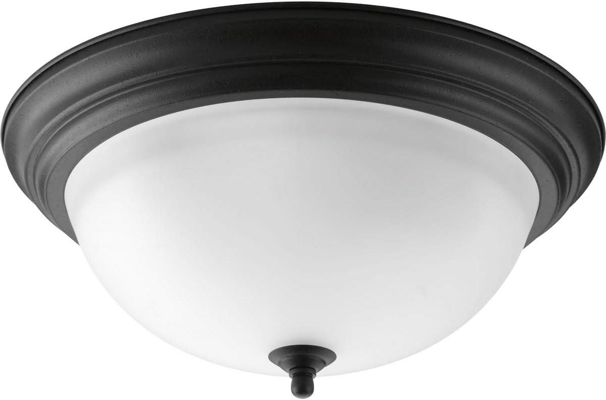 image:imageProgress Lighting 3Light Ceiling Light Flush Mount Ceiling Light Fixture for Interior Kitchen Lights Hallway Bedroom Living Room 1514Inch by 658Inch Brushed Nickel Alabaster Glass ShadeForged Black