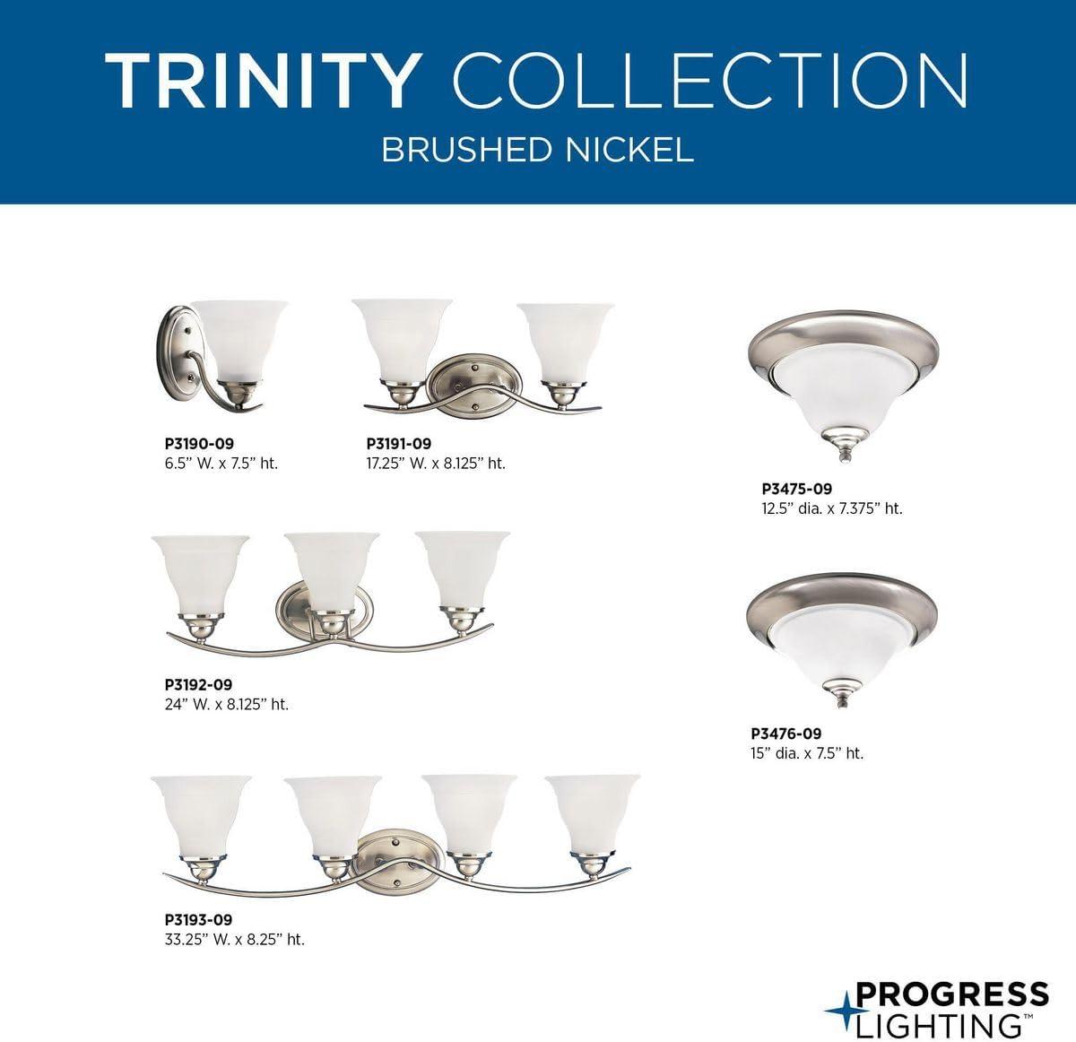 image:imageProgress Lighting 3Light Etched Glass Traditional Bath Vanity Light Trinity Collection Indoor P319209 Brushed NickelNickel