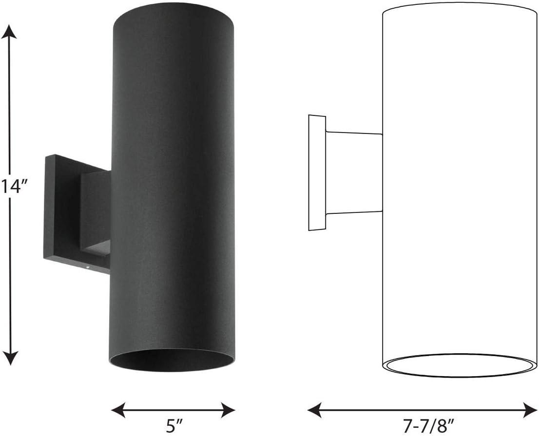 image:imageProgress Lighting 5Inch Cylinder Outdoor LED Wall Sconce 2Light Modern Wall Mount LED Up and Down Lights Interior and Exterior Lighting for Home or Porch Aluminum Black P56753130K