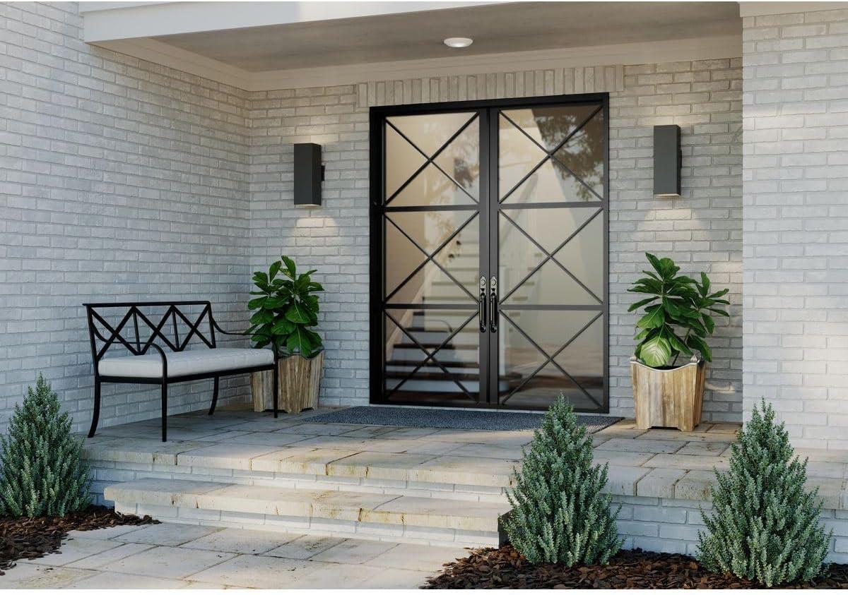 image:imageProgress Lighting 6Inch Aluminum Outdoor UpDown Wall Lantern Light Square Collection Matte Black P564431Black