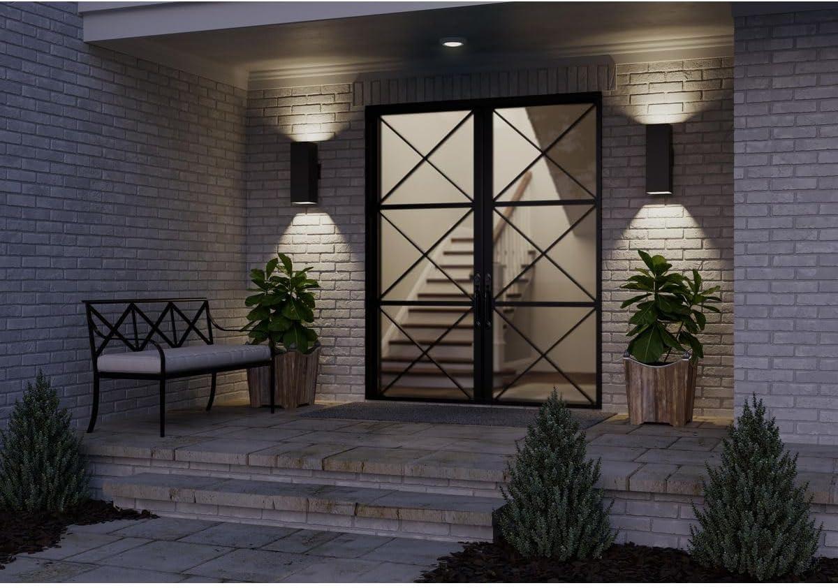 image:imageProgress Lighting 6Inch Aluminum Outdoor UpDown Wall Lantern Light Square Collection Matte Black P564431Black