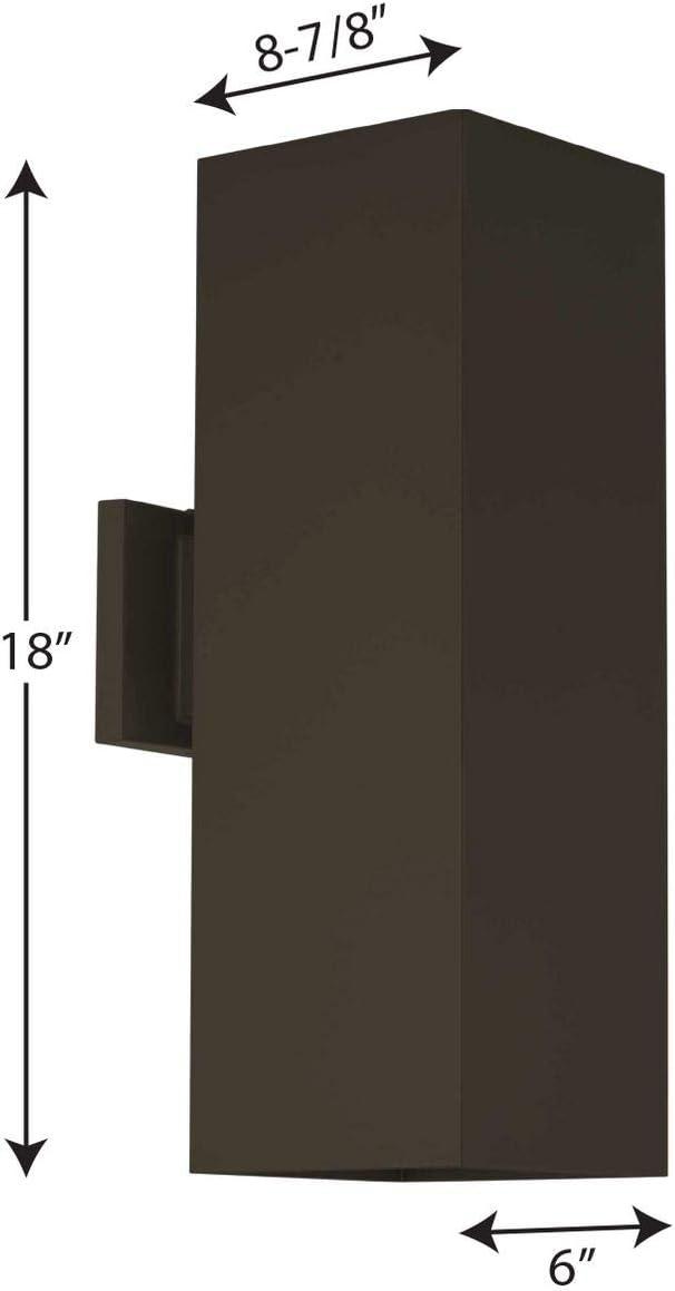 image:imageProgress Lighting 6Inch Aluminum Outdoor UpDown Wall Lantern Light Square Collection Matte Black P564431Bronze
