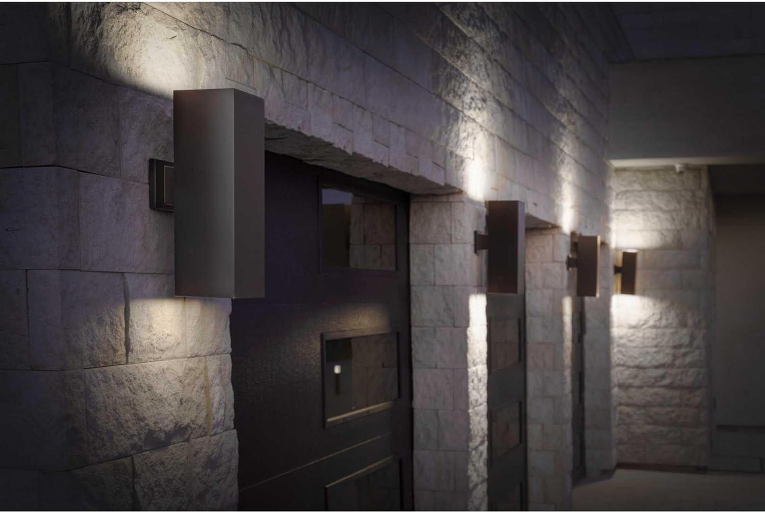 image:imageProgress Lighting 6Inch Aluminum Outdoor UpDown Wall Lantern Light Square Collection Matte Black P564431White