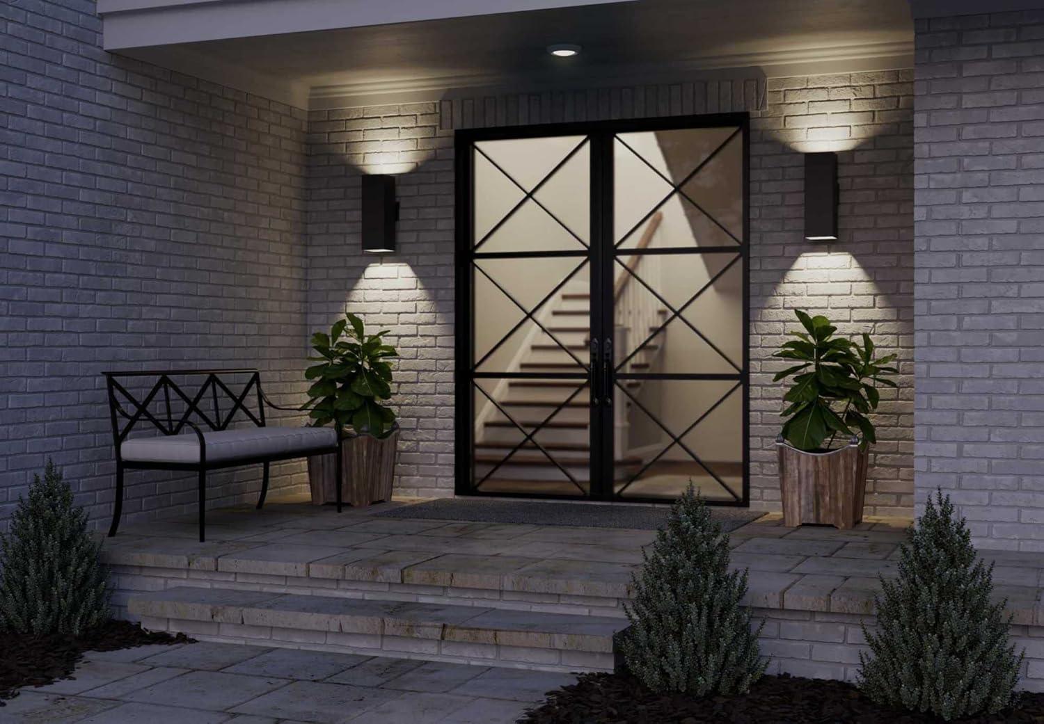 image:imageProgress Lighting 6Inch Aluminum Outdoor UpDown Wall Lantern Light Square Collection Matte Black P564431White