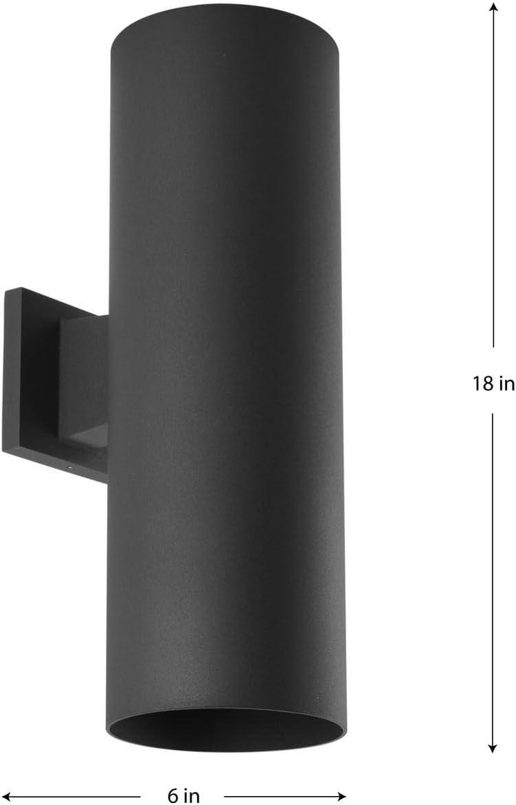 image:imageProgress Lighting 6Inch Cylinder Outdoor LED Wall Sconce 2Light Modern Wall Mount LED Up and Down Lights Interior and Exterior Lighting for Home or Porch Aluminum Black P56423130K