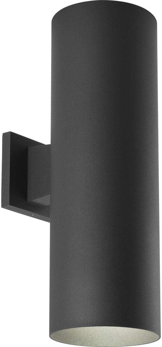 image:imageProgress Lighting 6Inch Cylinder Outdoor LED Wall Sconce 2Light Modern Wall Mount LED Up and Down Lights Interior and Exterior Lighting for Home or Porch Aluminum Black P56423130K