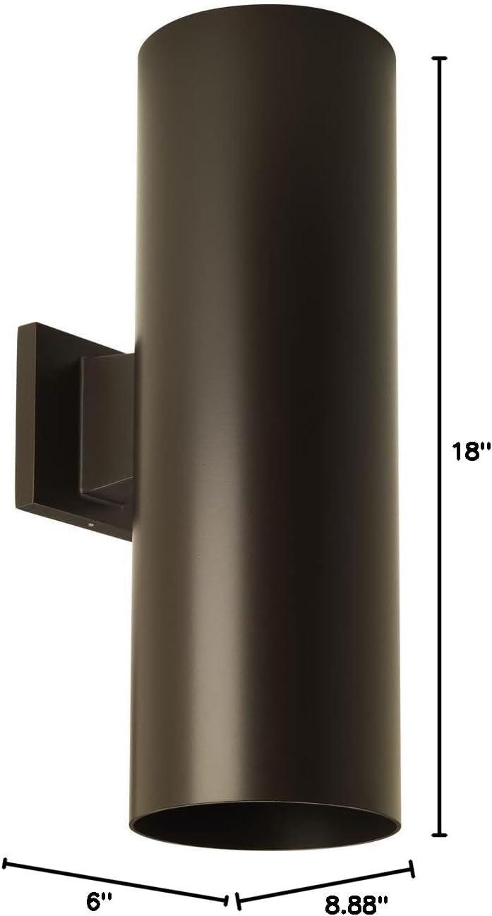 image:imageProgress Lighting 6Inch Cylinder Outdoor Wall Sconce 2Light Modern Wall Mount Up and Down Lights Interior and Exterior Lighting for Home or Porch Aluminum Construction Metallic Gray P564282Bronze