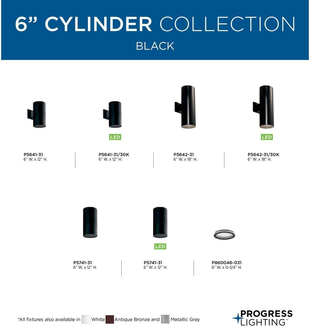 image:imageProgress Lighting 6Inch Cylinder Outdoor Wall Sconce 2Light Modern Wall Mount Up and Down Lights Interior and Exterior Lighting for Home or Porch Aluminum Construction Metallic Gray P564282Black