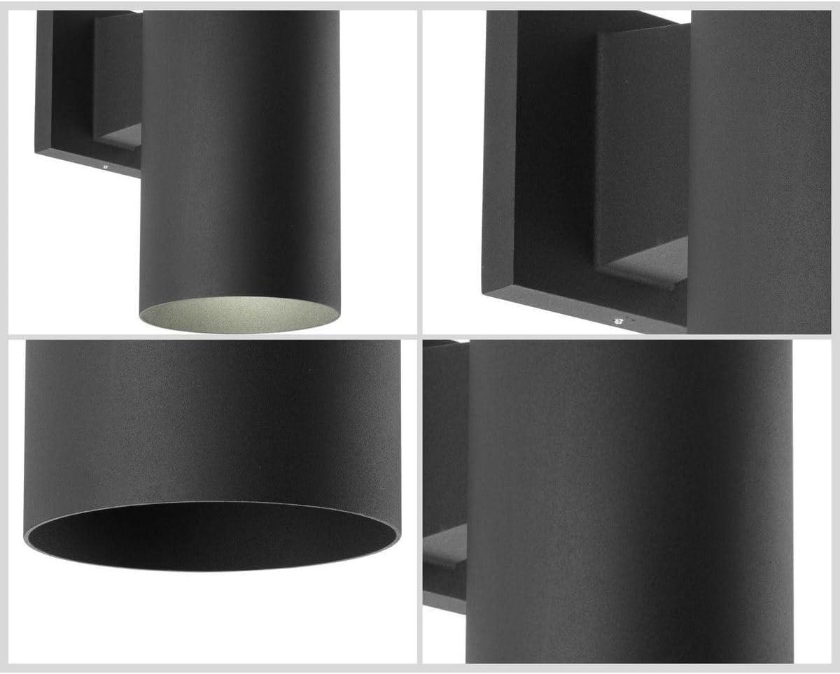 image:imageProgress Lighting 6Inch Cylinder Outdoor Wall Sconce 2Light Modern Wall Mount Up and Down Lights Interior and Exterior Lighting for Home or Porch Aluminum Construction Metallic Gray P564282Black