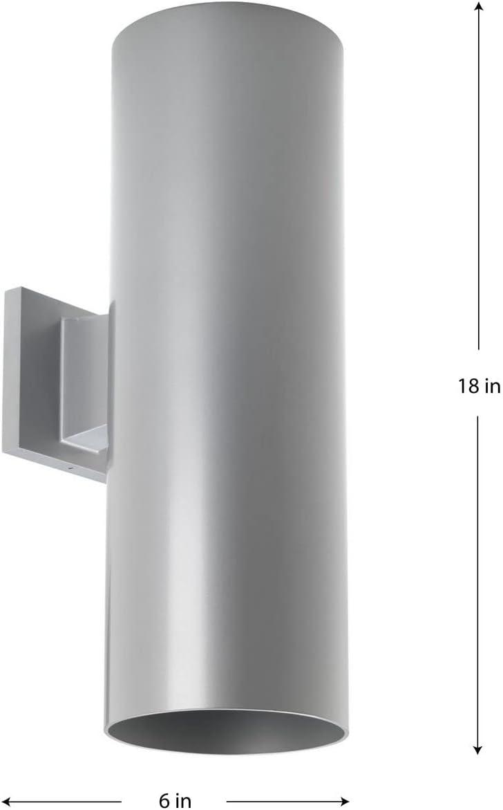 image:imageProgress Lighting 6Inch Cylinder Outdoor Wall Sconce 2Light Modern Wall Mount Up and Down Lights Interior and Exterior Lighting for Home or Porch Aluminum Construction Metallic Gray P564282Gray