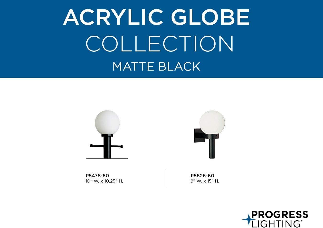 image:imageProgress Lighting Acrylic Globe 1Light ShatterResistant Acrylic Shade Modern Outdoor Wall Lantern Light Outdoor P562660 Matte Black