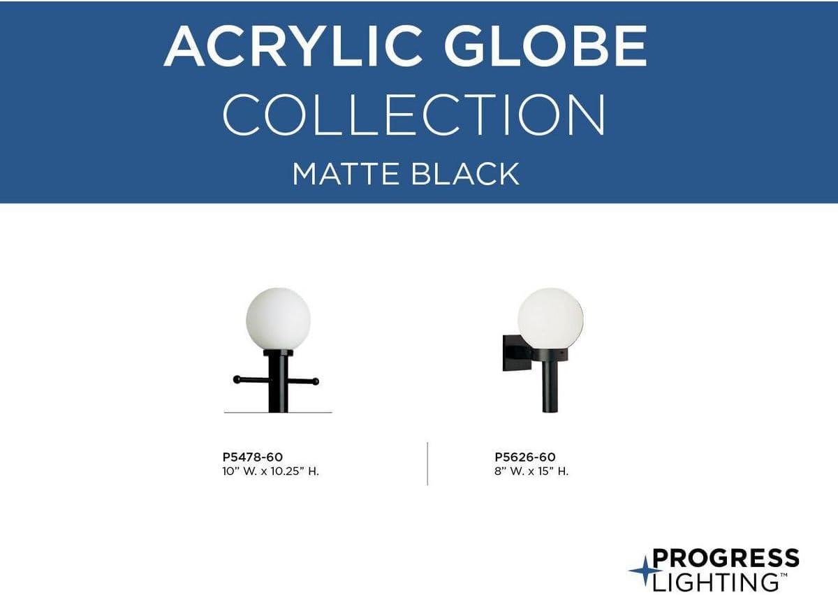 image:imageProgress Lighting Acrylic Globe 1Light ShatterResistant Acrylic Shade Modern Outdoor Wall Lantern Light Outdoor P562660 Matte Black