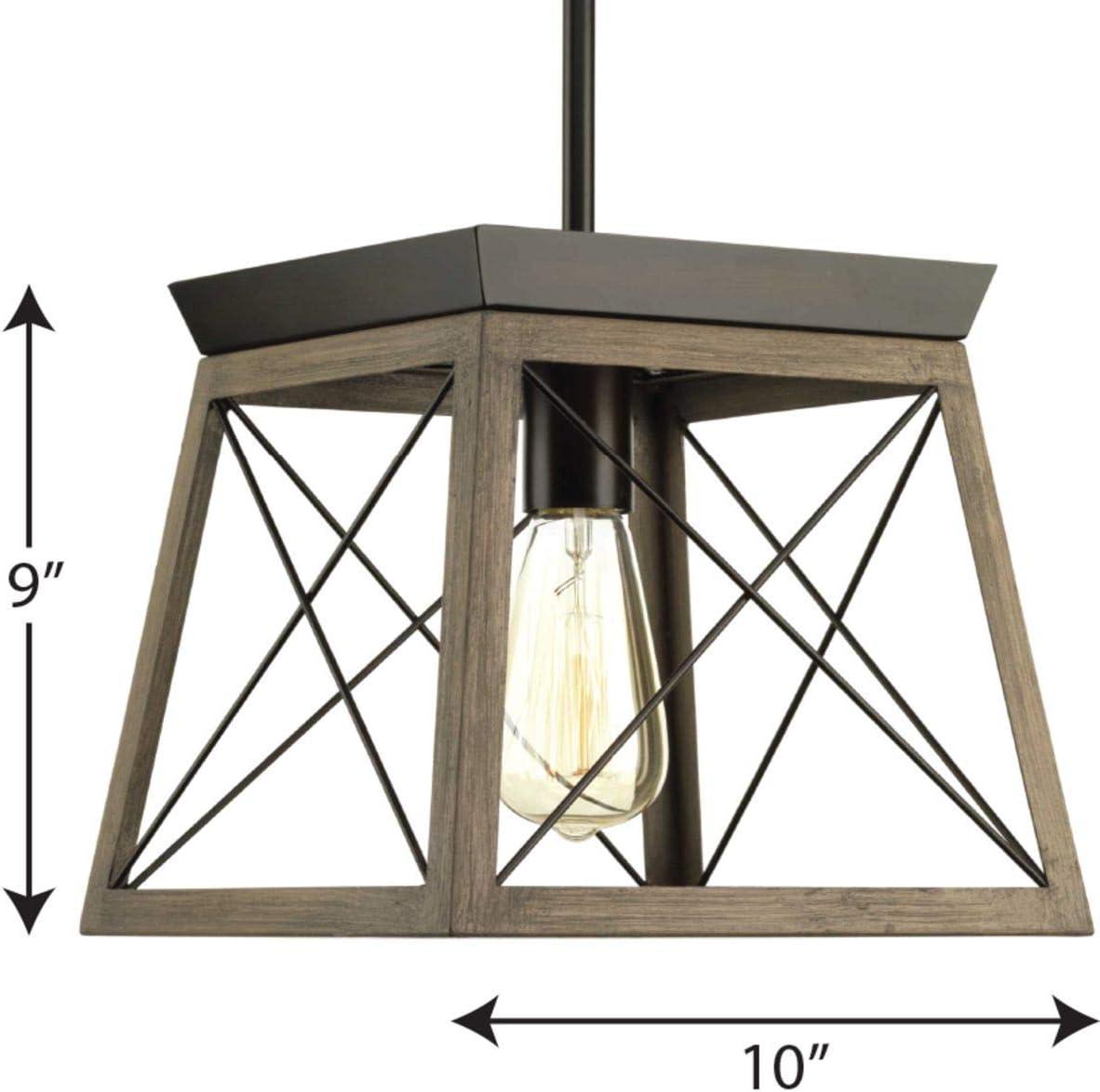 image:imageProgress Lighting Briarwood Collection 1Light Bleached Oak Farmhouse MiniPendant Light Galvanized 900x1000x1000Bronze