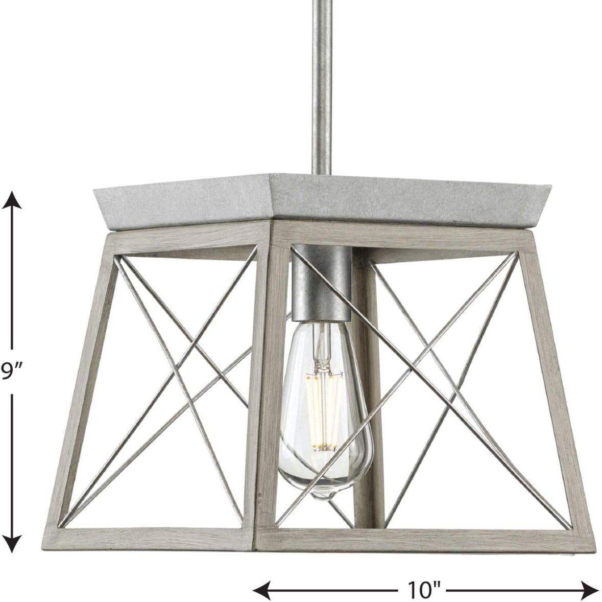 image:imageProgress Lighting Briarwood Collection 1Light Bleached Oak Farmhouse MiniPendant Light Galvanized 900x1000x1000Galvanized