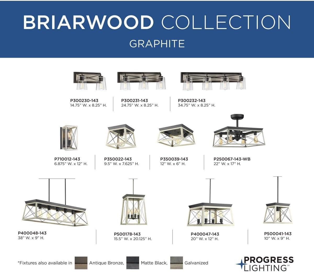 image:imageProgress Lighting Briarwood Collection 1Light Bleached Oak Farmhouse MiniPendant Light Galvanized 900x1000x1000Graphite