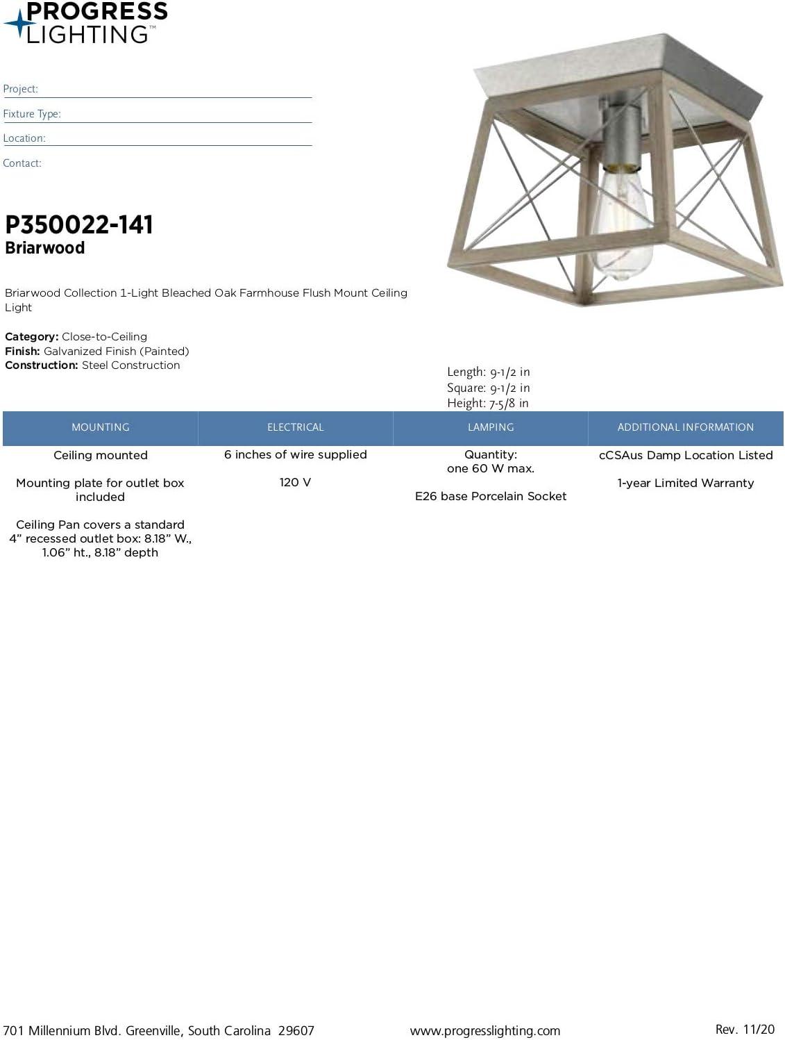 image:imageProgress Lighting Briarwood Collection 2Light Ceiling Light Flush Mount Ceiling Light Fixture for Interior Kitchen Lights Hallway Bedroom Living Room 12Inch by 6Inch Galvanized FinishGalvanized Finish