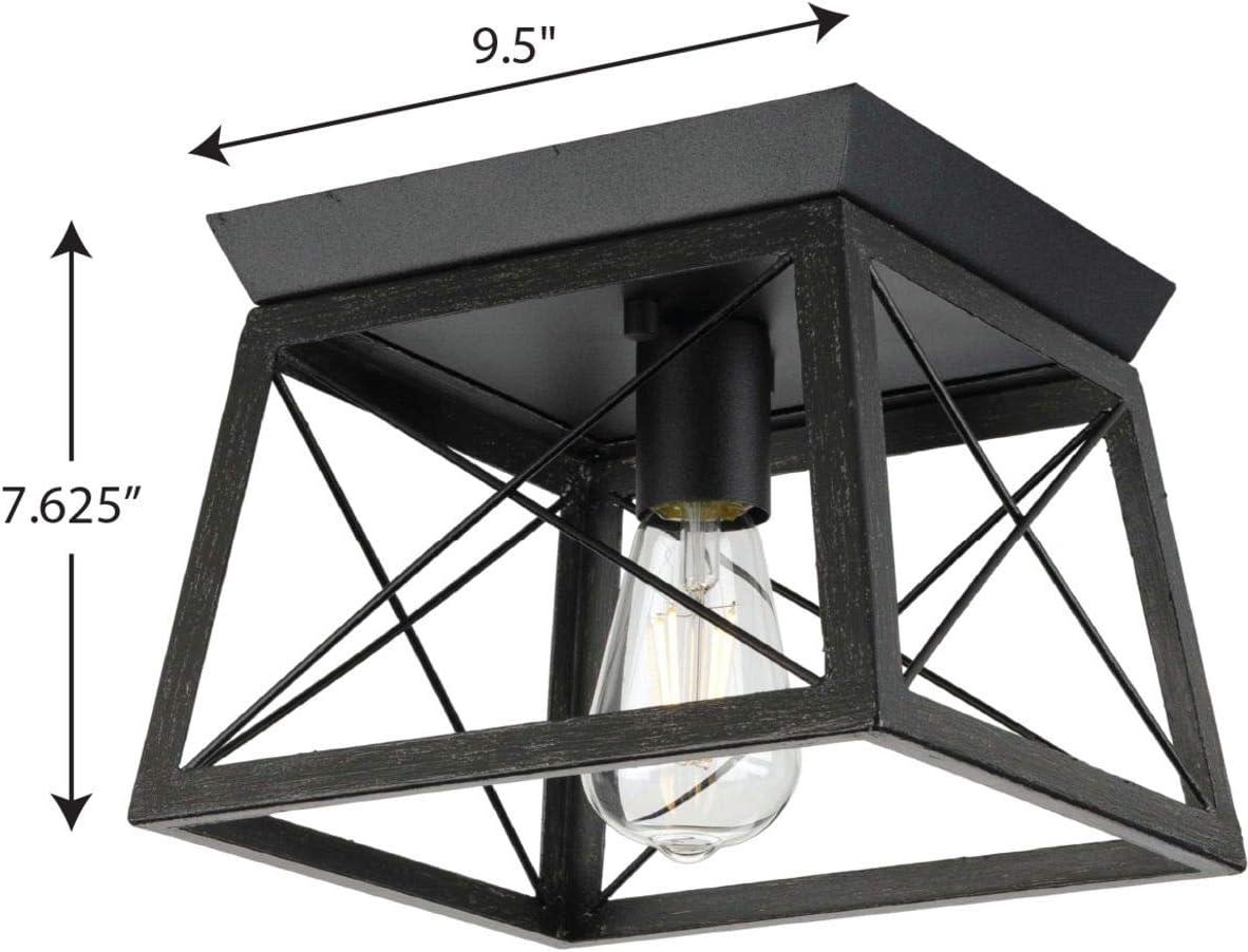 image:imageProgress Lighting Briarwood Collection 2Light Ceiling Light Flush Mount Ceiling Light Fixture for Interior Kitchen Lights Hallway Bedroom Living Room 12Inch by 6Inch Galvanized FinishTextured Black