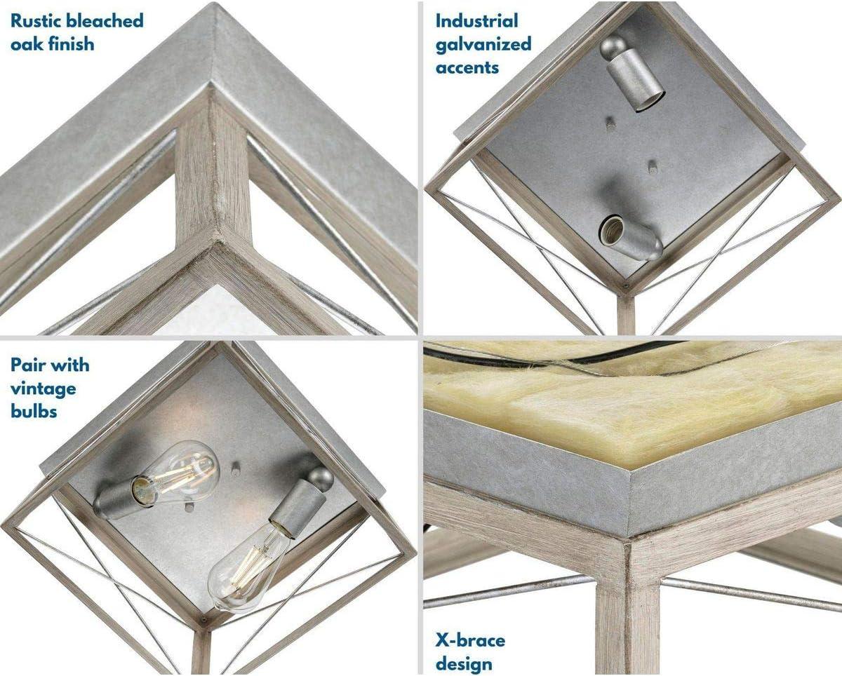 image:imageProgress Lighting Briarwood Collection 2Light Ceiling Light Flush Mount Ceiling Light Fixture for Interior Kitchen Lights Hallway Bedroom Living Room 12Inch by 6Inch Galvanized FinishGalvanized Finish