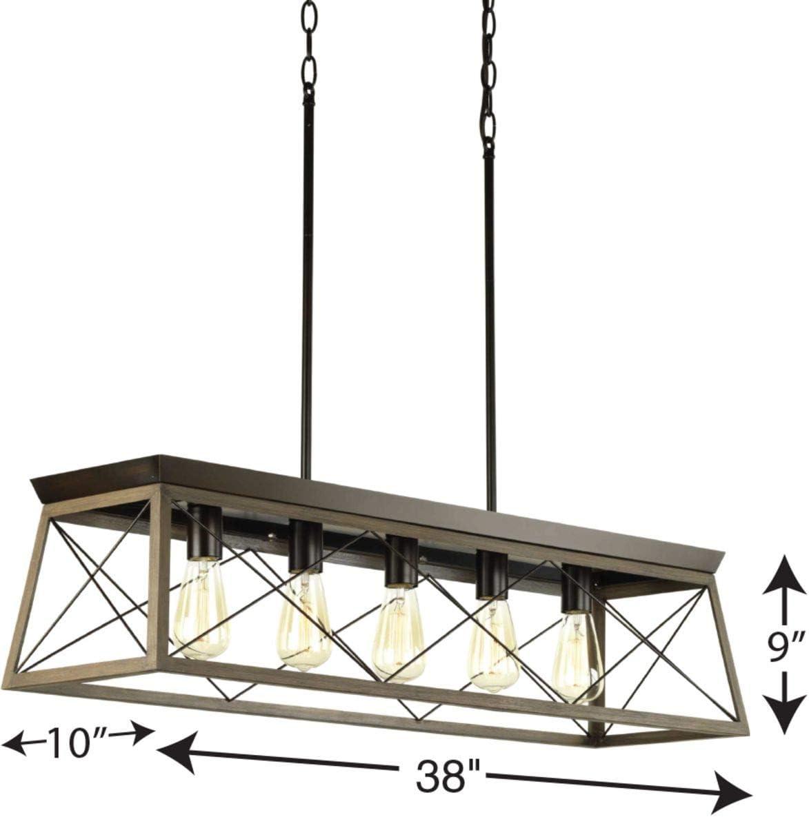 image:imageProgress Lighting Briarwood Collection 5Light Dining Room Light Fixture Farmhouse Style Modern Chandelier for Kitchen and Dining Room 38 by 9 Antique BronzeAntique Bronze