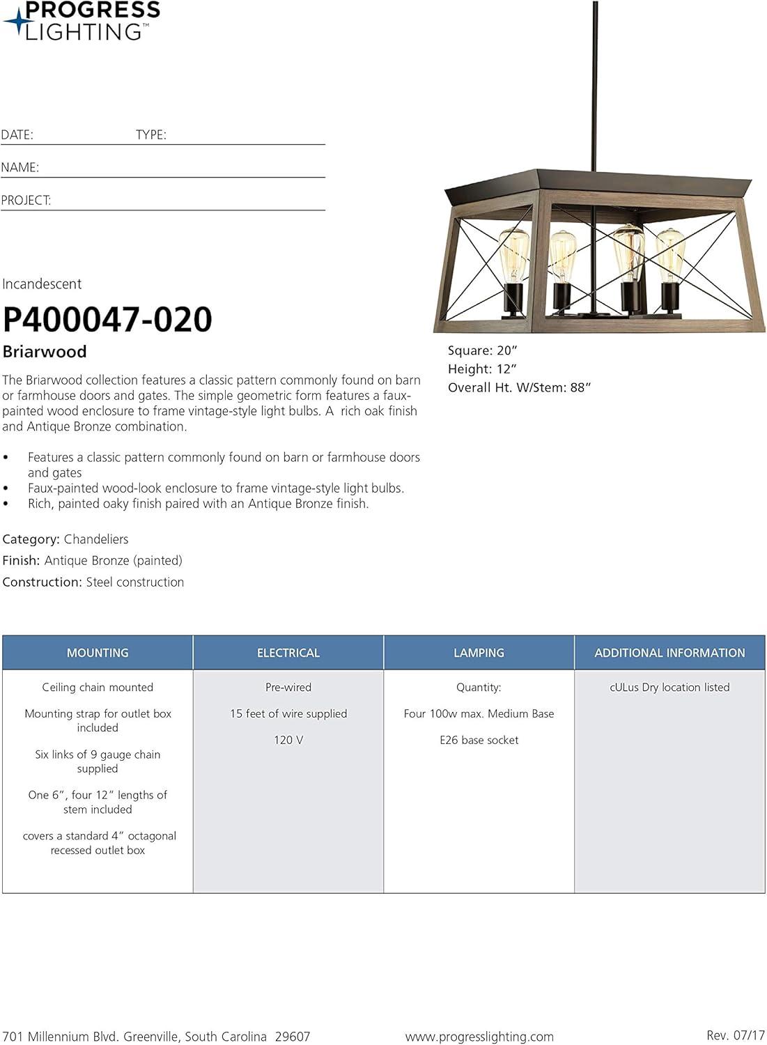 image:imageProgress Lighting Briarwood Collection 5Light Dining Room Light Fixture Farmhouse Style Modern Chandelier for Kitchen and Dining Room 38 by 9 Antique BronzeAntique Bronze