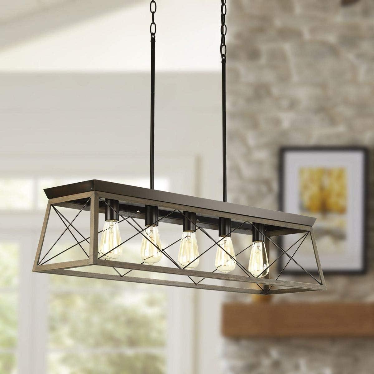 image:imageProgress Lighting Briarwood Collection 5Light Dining Room Light Fixture Farmhouse Style Modern Chandelier for Kitchen and Dining Room 38 by 9 Antique BronzeAntique Bronze