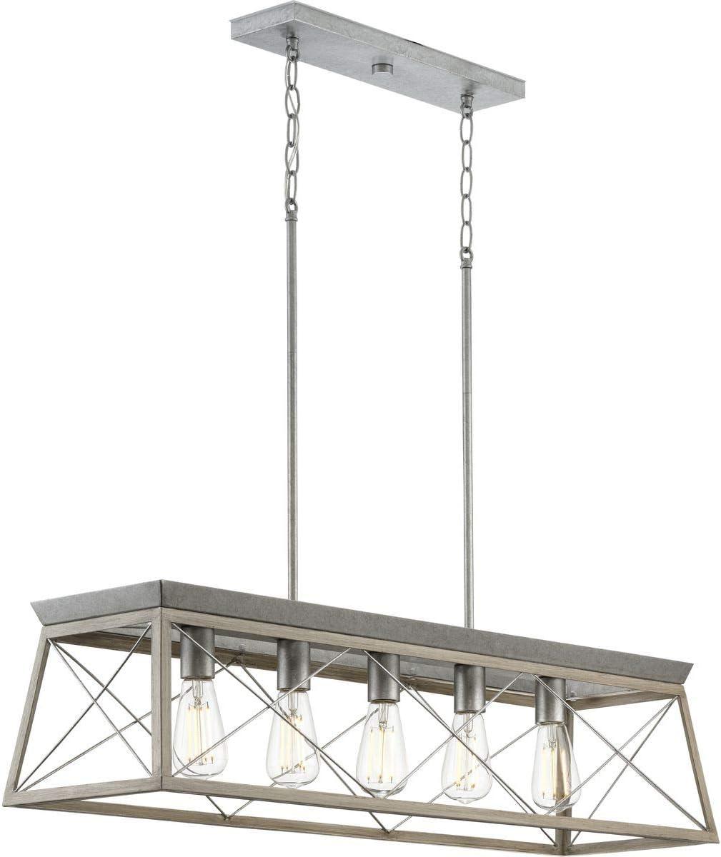 image:imageProgress Lighting Briarwood Collection 5Light Dining Room Light Fixture Farmhouse Style Modern Chandelier for Kitchen and Dining Room 38 by 9 Antique BronzeGalvanized Finish