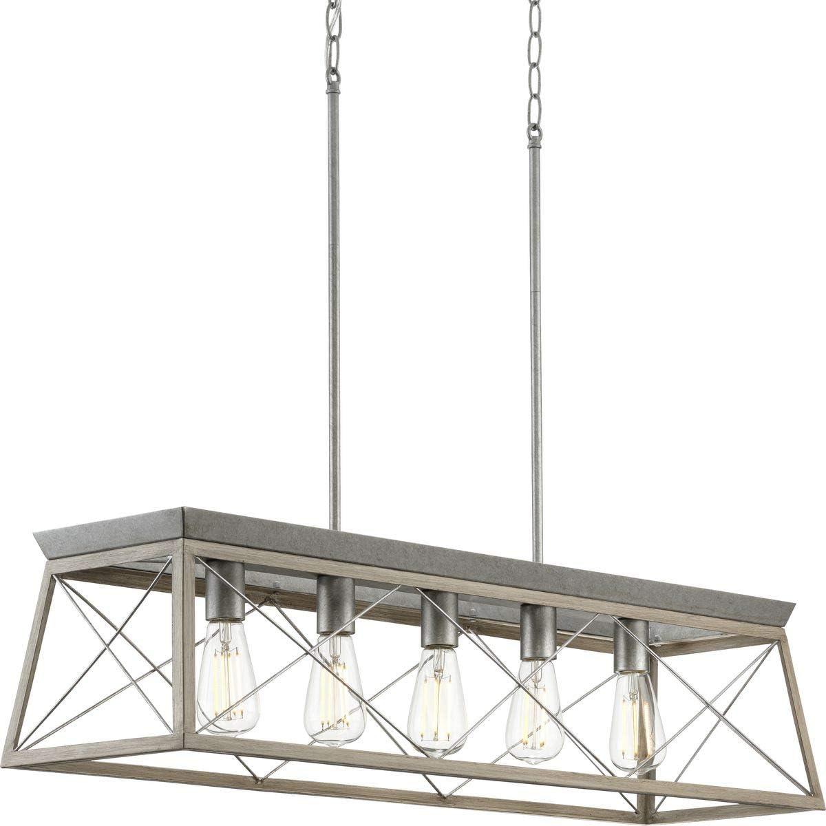 image:imageProgress Lighting Briarwood Collection 5Light Dining Room Light Fixture Farmhouse Style Modern Chandelier for Kitchen and Dining Room 38 by 9 Antique BronzeGalvanized Finish