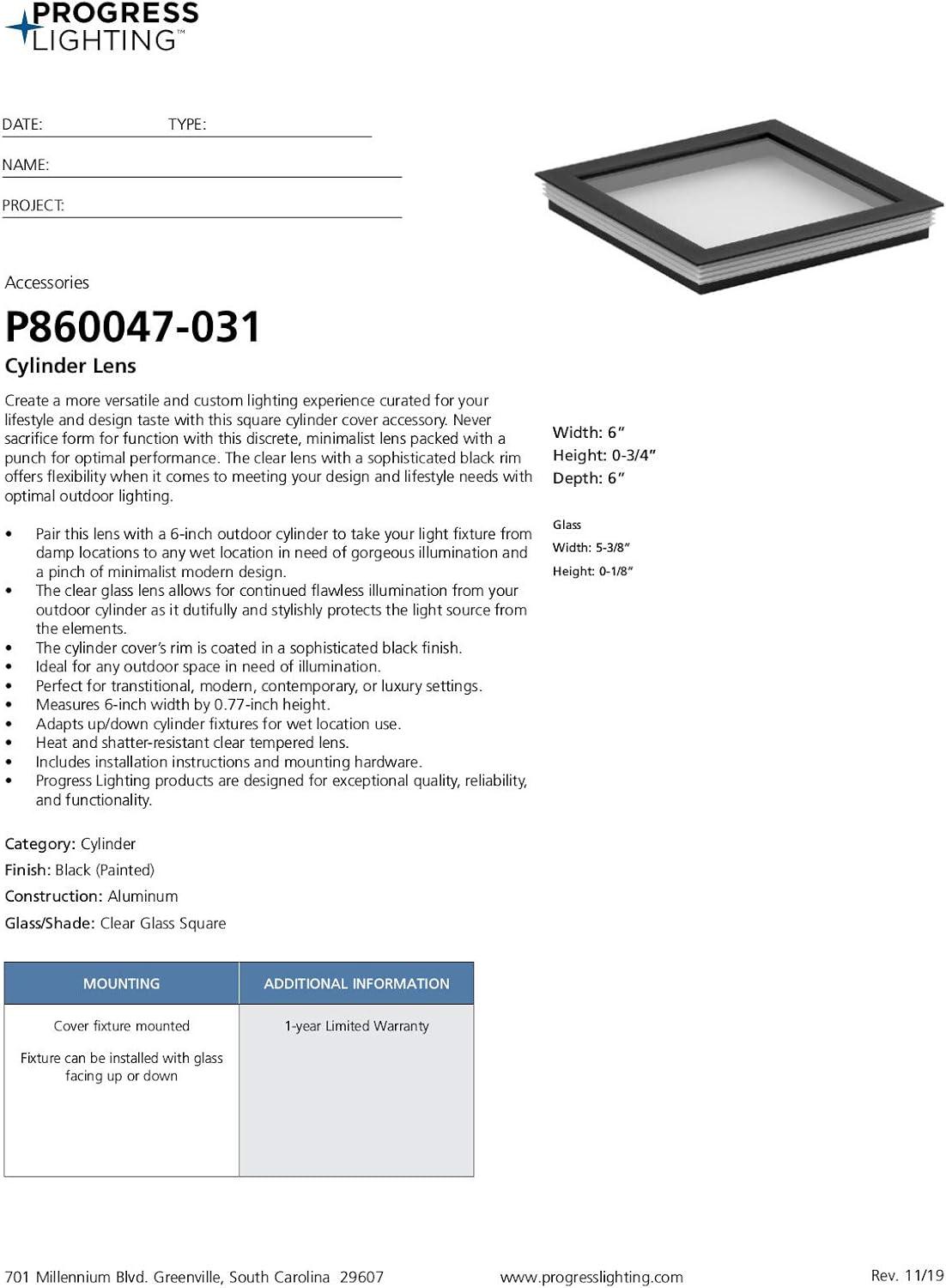 image:imageProgress Lighting Clear Glass Lens Collection Rim Coated Wet Location Outdoor Light Protection 6 Inch Round Black P860046031Black