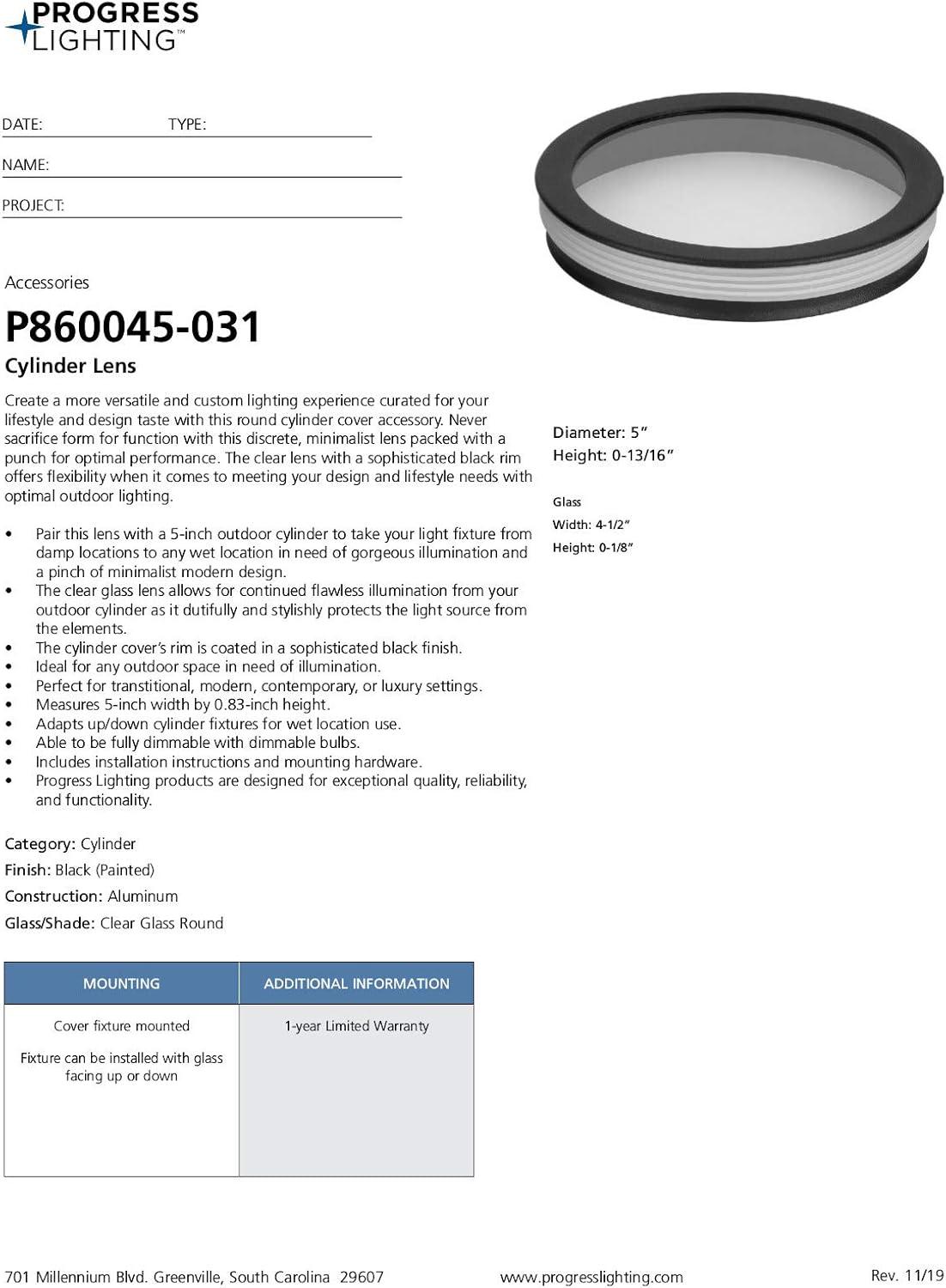 image:imageProgress Lighting Clear Glass Lens Collection Rim Coated Wet Location Outdoor Light Protection 6 Inch Round Black P860046031Black