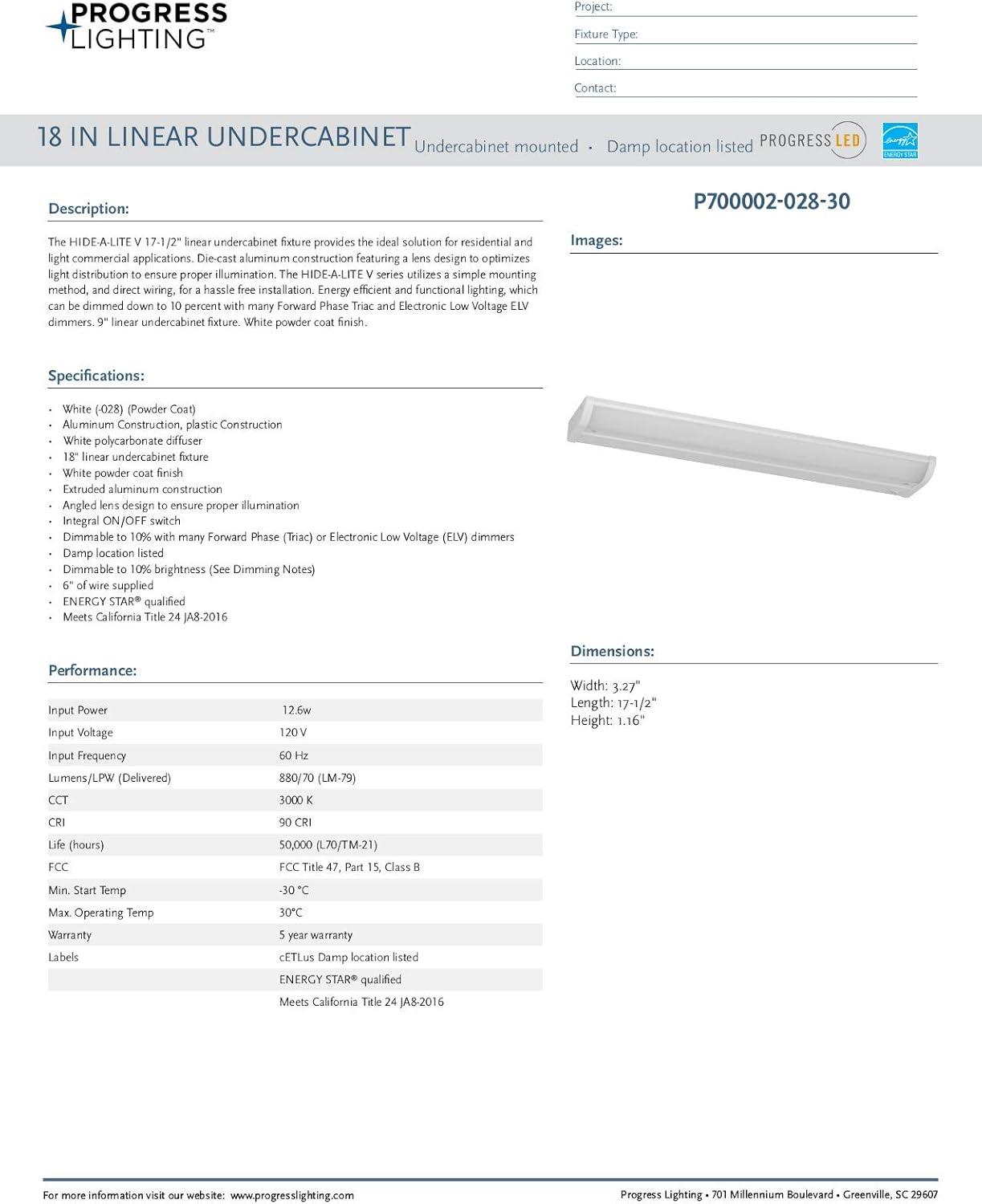 image:imageProgress Lighting HideaLite V 24 LED Undercabinet WhiteWhite
