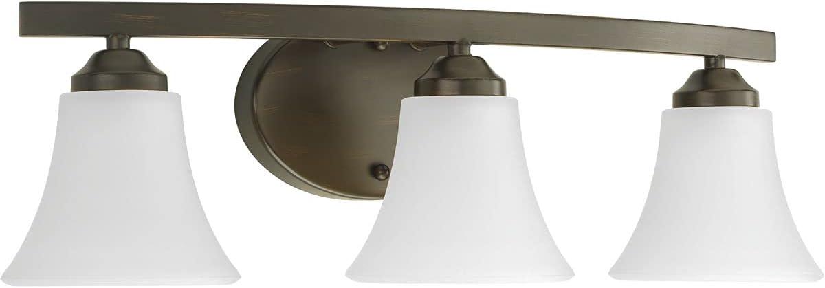 image:imageProgress Lighting P201009 Adorn Etched Glass Traditional Bath Vanity Light 215 in x 75 in x 6625 in 3Light Brushed NickelAntique Bronze