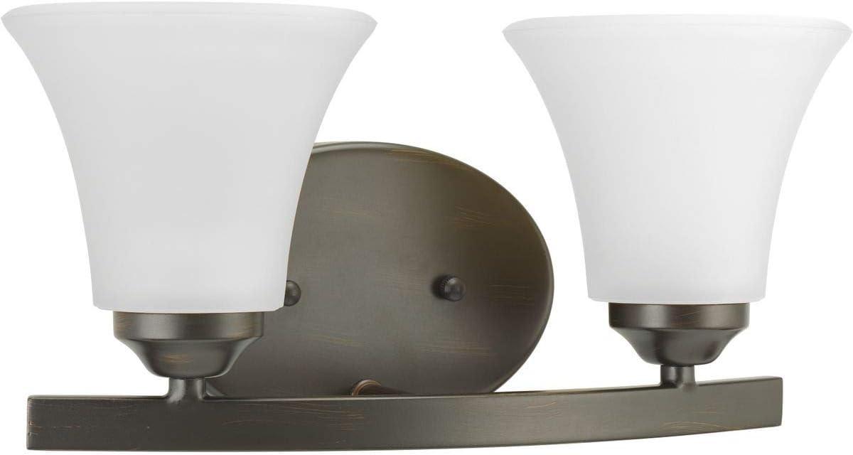 image:imageProgress Lighting P201009 Adorn Etched Glass Traditional Bath Vanity Light 215 in x 75 in x 6625 in 3Light Brushed NickelAntique Bronze