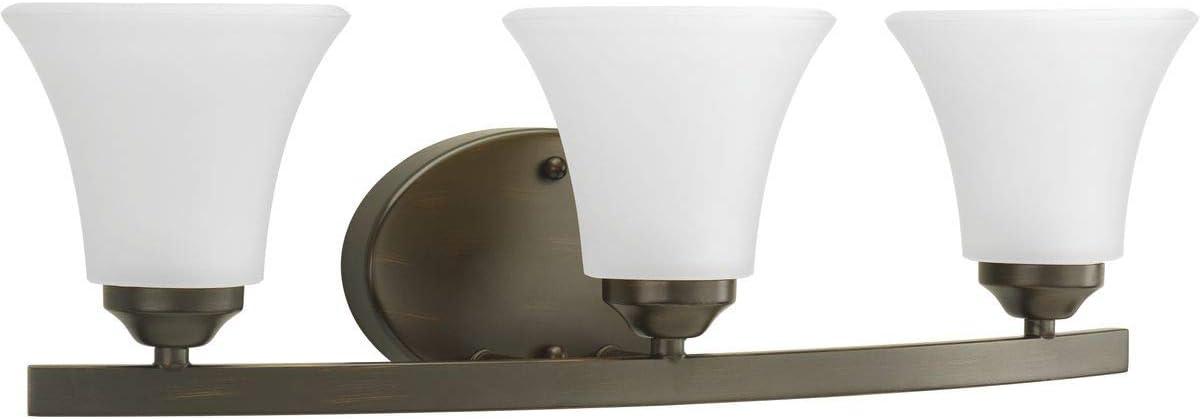 image:imageProgress Lighting P201009 Adorn Etched Glass Traditional Bath Vanity Light 215 in x 75 in x 6625 in 3Light Brushed NickelAntique Bronze