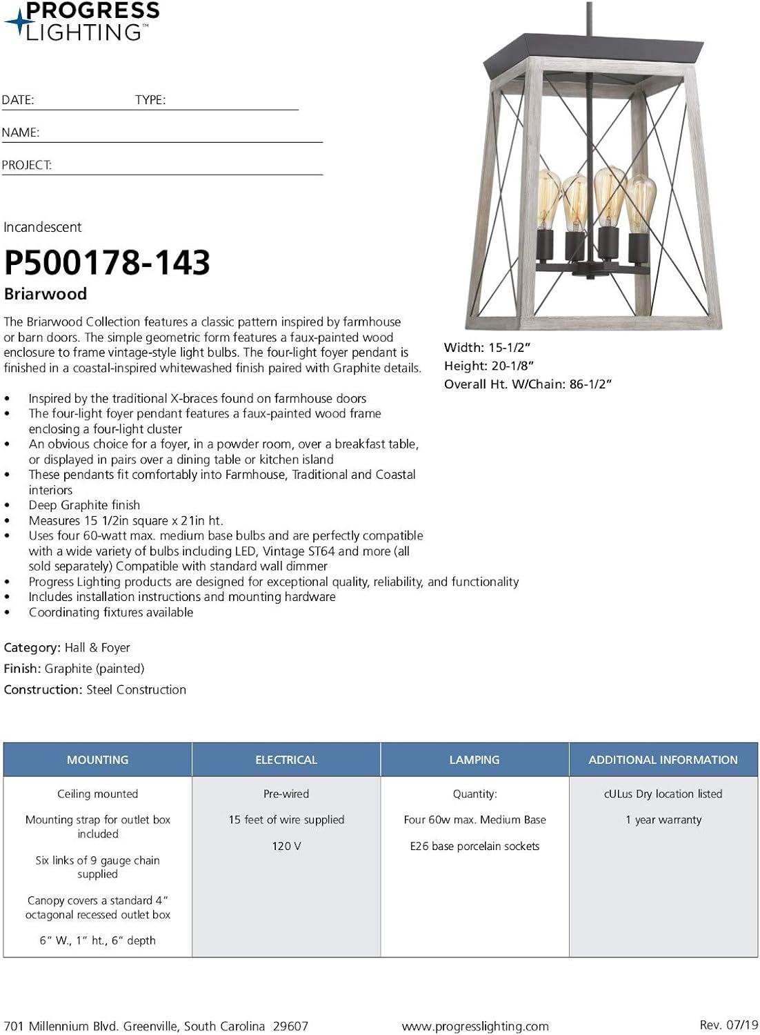 image:imageProgress Lighting P500178020 Briarwood Hall amp Foyer BronzeGraphite