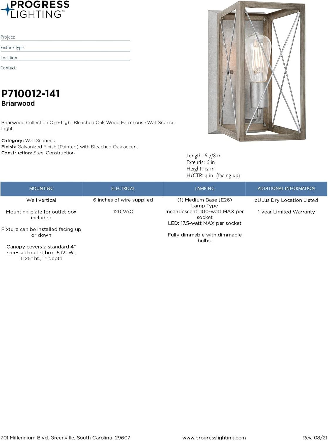 image:imageProgress Lighting P710012143 Briarwood Graphite OneLight Wall Sconce BlackGalvanized Finish