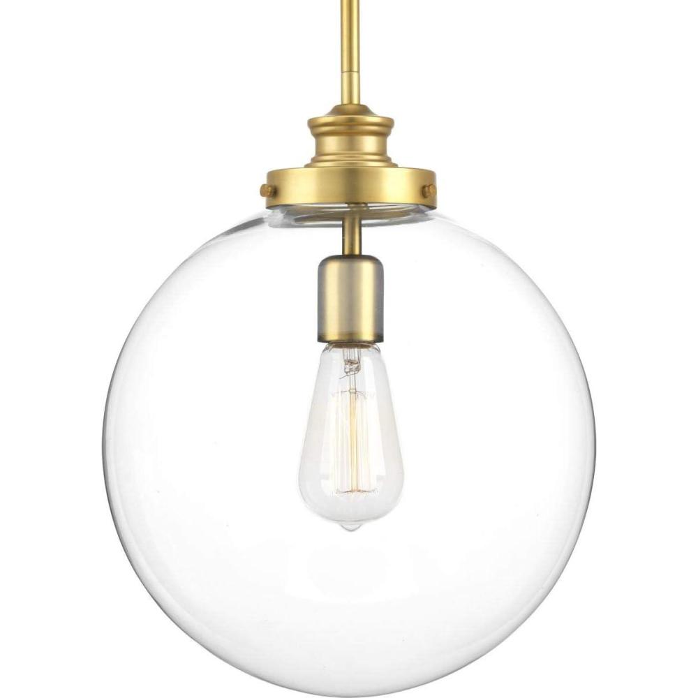 image:imageProgress Lighting 1Light Clear Glass Farmhouse Pendant Light Penn Collection Indoor P5328104 Polished NickelBrass