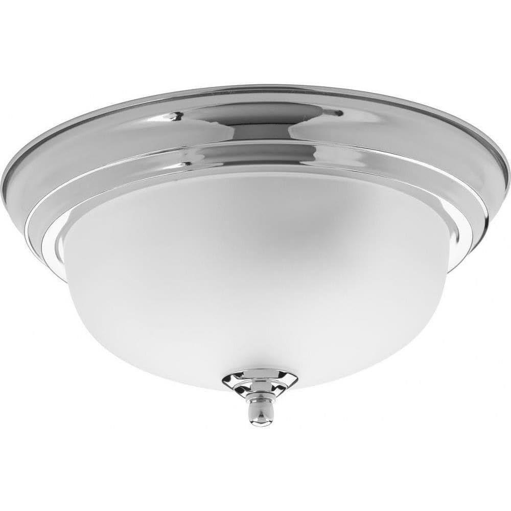 image:imageProgress Lighting 3Light Ceiling Light Flush Mount Ceiling Light Fixture for Interior Kitchen Lights Hallway Bedroom Living Room 1514Inch by 658Inch Brushed Nickel Alabaster Glass ShadePolished Chrome Etched Glass
