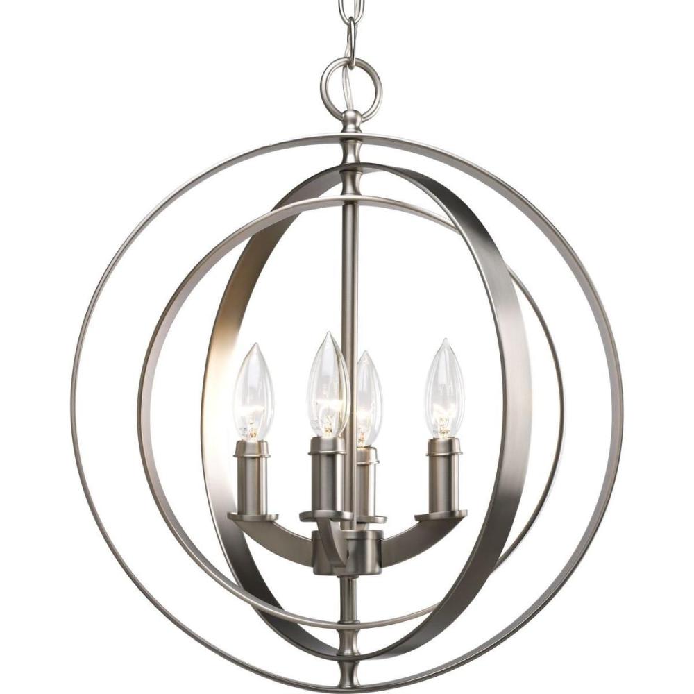 image:imageProgress Lighting 4Light Foyer Pendant Equinox Collection Indoor P3827126 Burnished SilverGray
