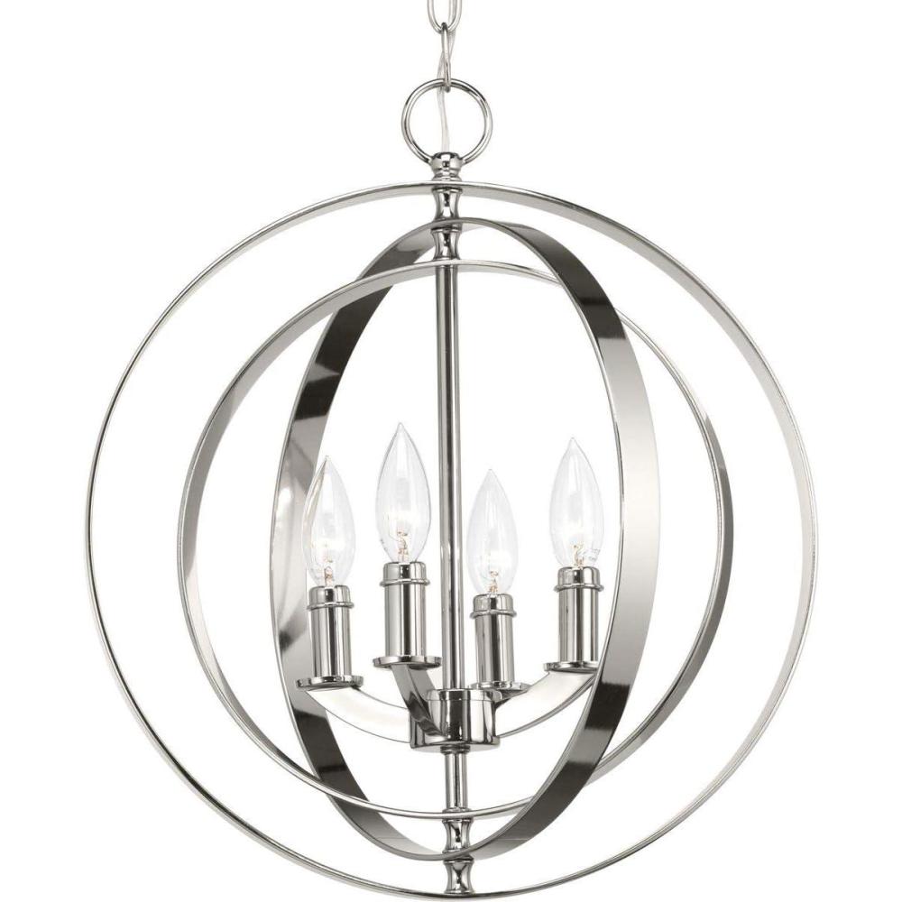 image:imageProgress Lighting 4Light Foyer Pendant Equinox Collection Indoor P3827126 Burnished SilverPolished Nickel