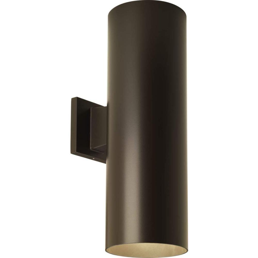 image:imageProgress Lighting 6Inch Cylinder Outdoor Wall Sconce 2Light Modern Wall Mount Up and Down Lights Interior and Exterior Lighting for Home or Porch Aluminum Construction Metallic Gray P564282Bronze